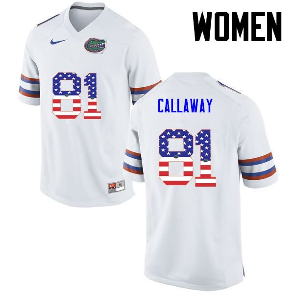 NCAA Florida Gators Antonio Callaway Women's #81 USA Flag Fashion Nike White Stitched Authentic College Football Jersey UAA8764QI